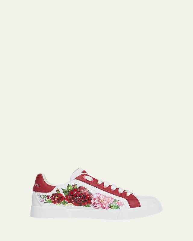 Portofino Painted Flower Leather Sneakers